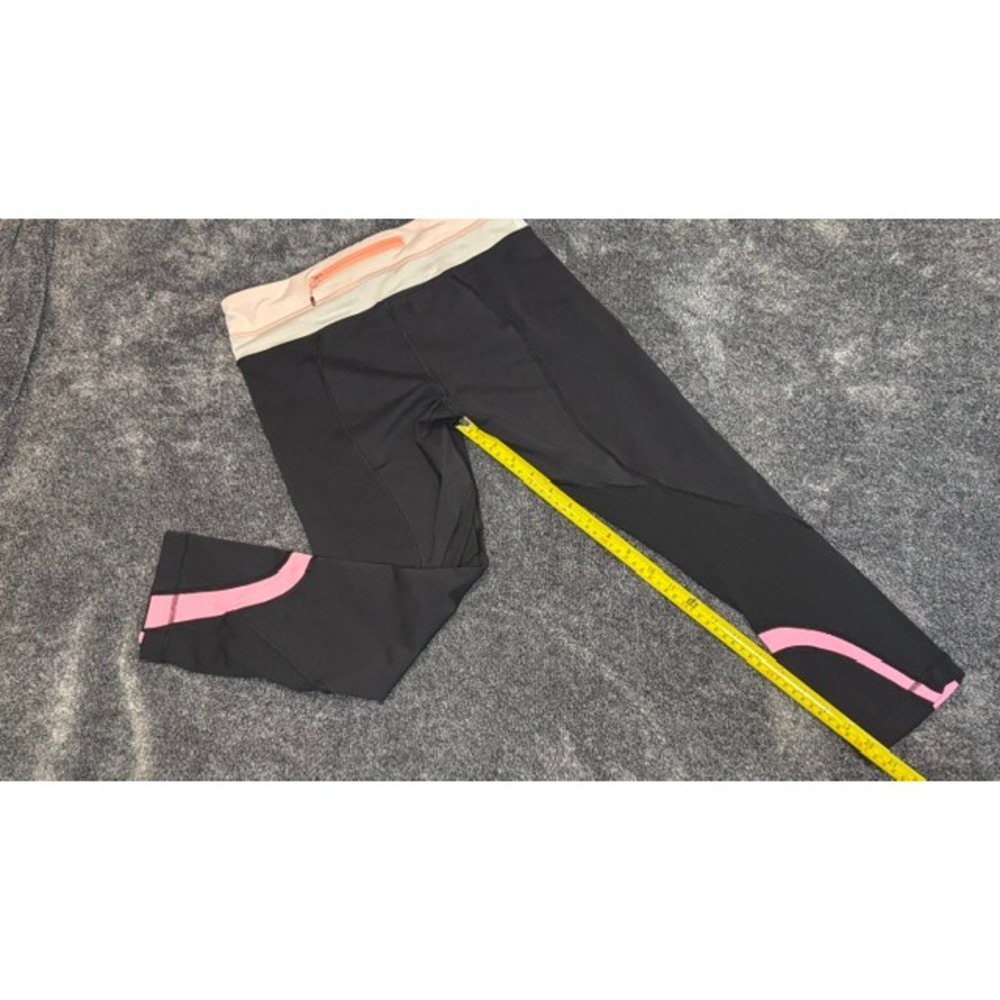 Lululemon Run Inspire Crop Leggings Black Pink Cream Zipper Pocket Size 6 - Picture 4 of 4